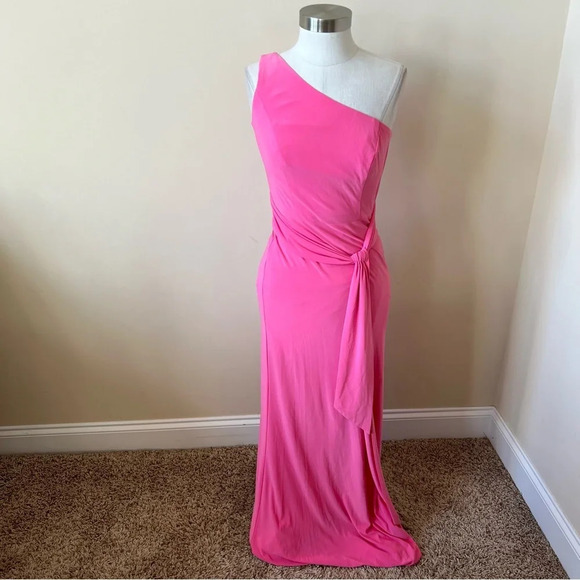 Mac Duggal Ieena 26581 One Shoulder Jersey Gown pink 17545 - Picture 2 of 14